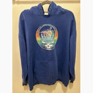GRATEFUL DEAD VTG 90s 2000s Rainbow Skull Pullover Band Hoodie Blue Vintage